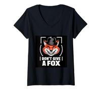 Femme Fox avec drôle disant que je ne donne pas de renard T-Shirt avec Col en V