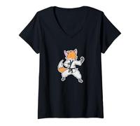 Femme Fox Fait du karaté T-Shirt avec Col en V