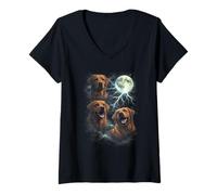 Femme Fox Red Labrador Retriever Moon Dog Lover T-Shirt avec Col en V