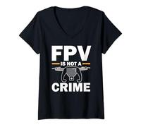 Femme FPV n'est pas un crime vol tech liberté T-Shirt avec Col en V