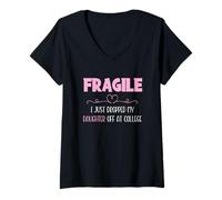 Femme Fragile I Just Dropped My Daughter Off at College Parents T-Shirt avec Col en V