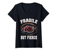 Femme Fragile mais FERCE Empowerment Strong Personne Emotions Tough T-Shirt avec Col en V