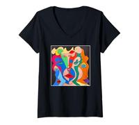 Femme Fragments d'Ame Surreal Soul Layers Abstrait Pop Art T-Shirt avec Col en V