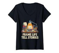 Femme Frame Life Raconter des histoires Animation Dessiner Animation Raconter des histoires T-Shirt avec Col en V