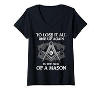 Femme Franc-maçon Rise Again Signe d'une Citation de Franc-maçonnerie maçon T-Shirt avec Col en V