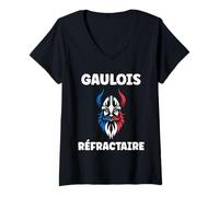 Femme Français Patriotisme fierté Patriote France gaulois T-Shirt avec Col en V