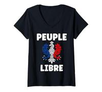 Femme Français Patriotisme fierté Patriote France Peuple Libre T-Shirt avec Col en V