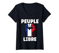 Femme Français Patriotisme fierté Patriote France Peuple Libre T-Shirt avec Col en V