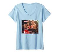 Femme Frank Bruno Mike Tyson Title Boxing Fight Vegas T-Shirt avec Col en V