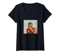 Femme Frank Rapper, Chanteur de Pop Art et de R&B Blond, Album Ocean Vibes T-Shirt avec Col en V