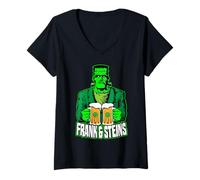 Femme Frank & Steins - Bière Frankenstein Monster pour la Saint-Patrick T-Shirt avec Col en V