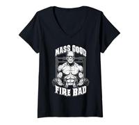 Femme Frankenstein Gym Mass Good Fire Bad Funny Halloween Muscle T-Shirt avec Col en V