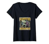 Femme Frankenstein Misunderstood Monster Bande dessinée Vintage T-Shirt avec Col en V