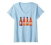 Femme Frank's RedHot Bottles of Hot Sauce Funny T-Shirt avec Col en V