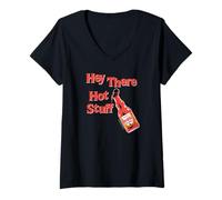 Femme Frank's RedHot Hey There Hot Stuff Hot Sauce Funny T-Shirt avec Col en V