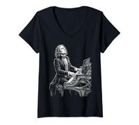 Femme Franz Liszt Compossier Pianiste T-Shirt avec Col en V