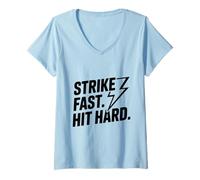 Femme Frappe Vite, Frappe Fort éclair T-Shirt avec Col en V