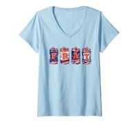 Femme Frat Beer Cans in School Colors Fraternity Art T-Shirt avec Col en V