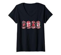 Femme Frat Beer Cans in School Colors Fraternity Art T-Shirt avec Col en V