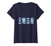Femme Frat Beer Cans in School Colors Fraternity Art T-Shirt avec Col en V