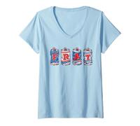 Femme Frat Beer Cans in School Colors Fraternity Art T-Shirt avec Col en V
