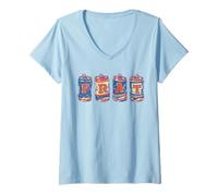 Femme Frat Beer Cans in School Colors Fraternity Art T-Shirt avec Col en V