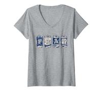 Femme Frat Beer Cans in School Colors Fraternity Art T-Shirt avec Col en V