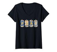 Femme Frat Beer Cans in School Colors Fraternity Art T-Shirt avec Col en V