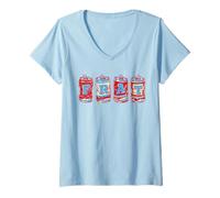 Femme Frat Beer Cans in School Colors Fraternity Art T-Shirt avec Col en V