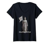 Femme Fraternitas Fantasy Gothique T-Shirt avec Col en V