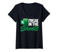 Femme Freak in The Sheets, Accountant Funny Spreadsheet Excel T-Shirt avec Col en V