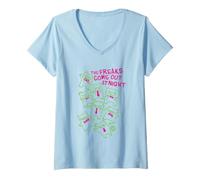 Femme Freaks Come Out At Night T-Shirt avec Col en V