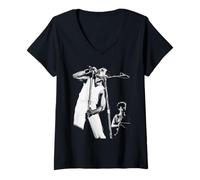Femme Freddie Mercury John Deacon Queen On Stage par Everard Smith T-Shirt avec Col en V