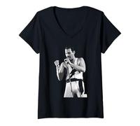 Femme Freddie Mercury Queen en Direct à l'aréna de Wembley 1984 T-Shirt avec Col en V