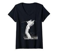 Femme Freddie Mercury Queen en Direct au Stade de Wembley pour Une Visite Magique T-Shirt avec Col en V