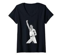 Femme Freddie Mercury Queen Live Aid Wembley Stadium 1985 T-Shirt avec Col en V