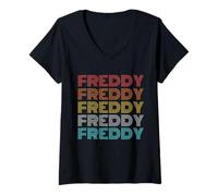 Femme Freddy rétro Vintage T-Shirt avec Col en V