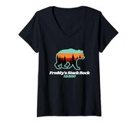 Femme Freddy's Stack Rock Idaho Ours d'été pour pêche T-Shirt avec Col en V