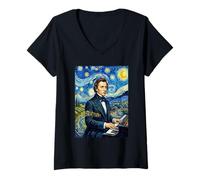 Femme Frederic Chopin Compositeur Pianiste T-Shirt avec Col en V