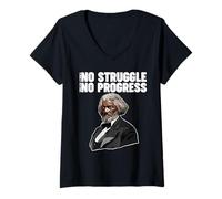 Femme Frederick Douglass Pas de Lutte ne Signifie Pas de progrès T-Shirt avec Col en V