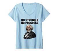 Femme Frederick Douglass Pas de Lutte ne Signifie Pas de progrès T-Shirt avec Col en V
