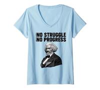 Femme Frederick Douglass Pas de Lutte ne Signifie Pas de progrès T-Shirt avec Col en V