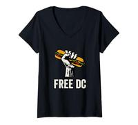 Femme Free DC Sandwich Activism Protest Fist Humor T-Shirt avec Col en V