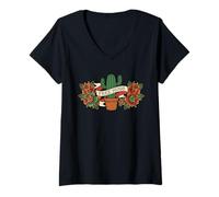 Femme Free Hugs Cactus Funny Old School Traditional Tattoo Style T-Shirt avec Col en V