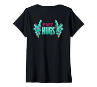 Femme Free Hugs Zombies Mains effrayantes Zombie Walk Halloween Fun T-Shirt avec Col en V