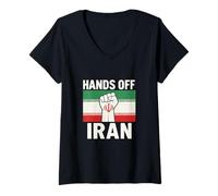 Femme Free Iran Hands Off Iran Flag I Stand With Iran T-Shirt T-Shirt avec Col en V