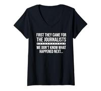 Femme Freedom of Speech Free Press First They Came for Journalists T-Shirt avec Col en V