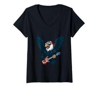 Femme Freedom Rock Eagle USA l'esprit de Musique et de Puissance T-Shirt avec Col en V