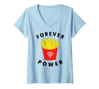 Femme French Fries Forever Power T-Shirt Fryday Chemise Frites T-Shirt avec Col en V