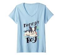 Femme Frenchie Approved - French Bulldog - Mommys Boy - Mom T-Shirt avec Col en V